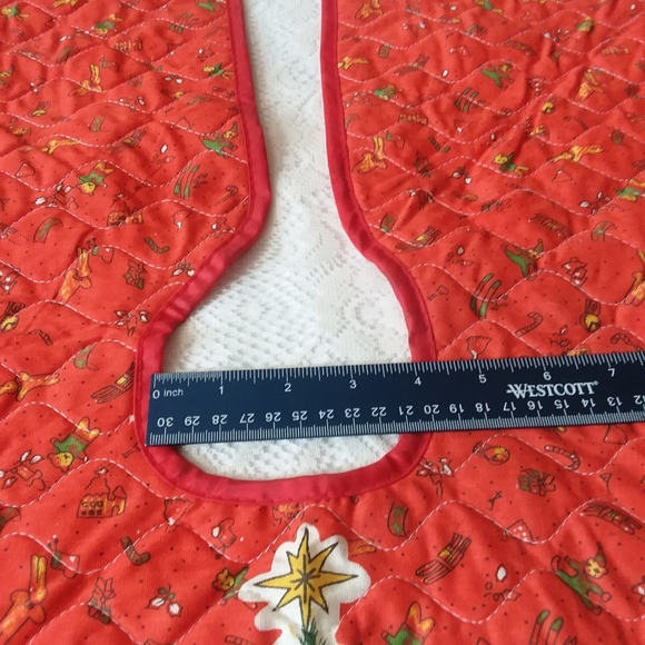 Vintage Xmas Tree Skirt Pandas in Santa Hats - Picture 7 of 8